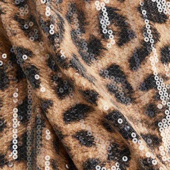 H&M SEQUINED A-LINE DRESS LEOPARD ANIMAL PRINT NWT SIZE S - Picture 2 of 12